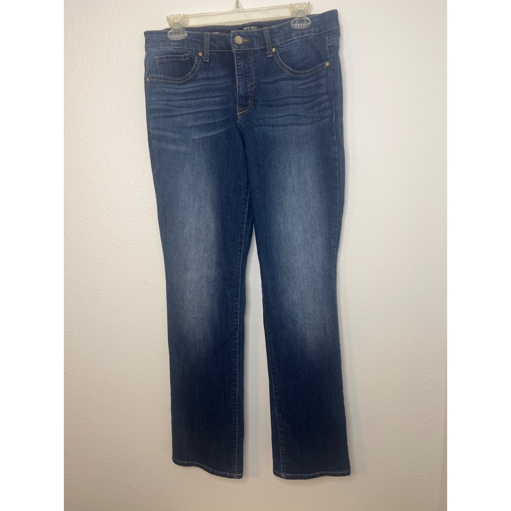 Nine West Rosemary Straight Jeans Embellished Pockets Dark Wash Size 12